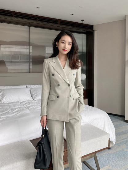 Autumn White Classic Women's Suit Set Tailored Jacket & Trousers
