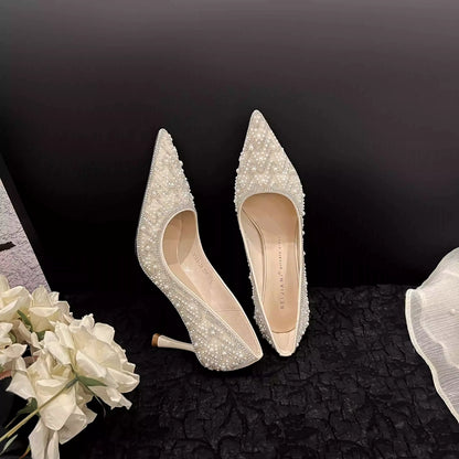 Rhinestone Pearl Stiletto High Heels Autumn 2024 Collection