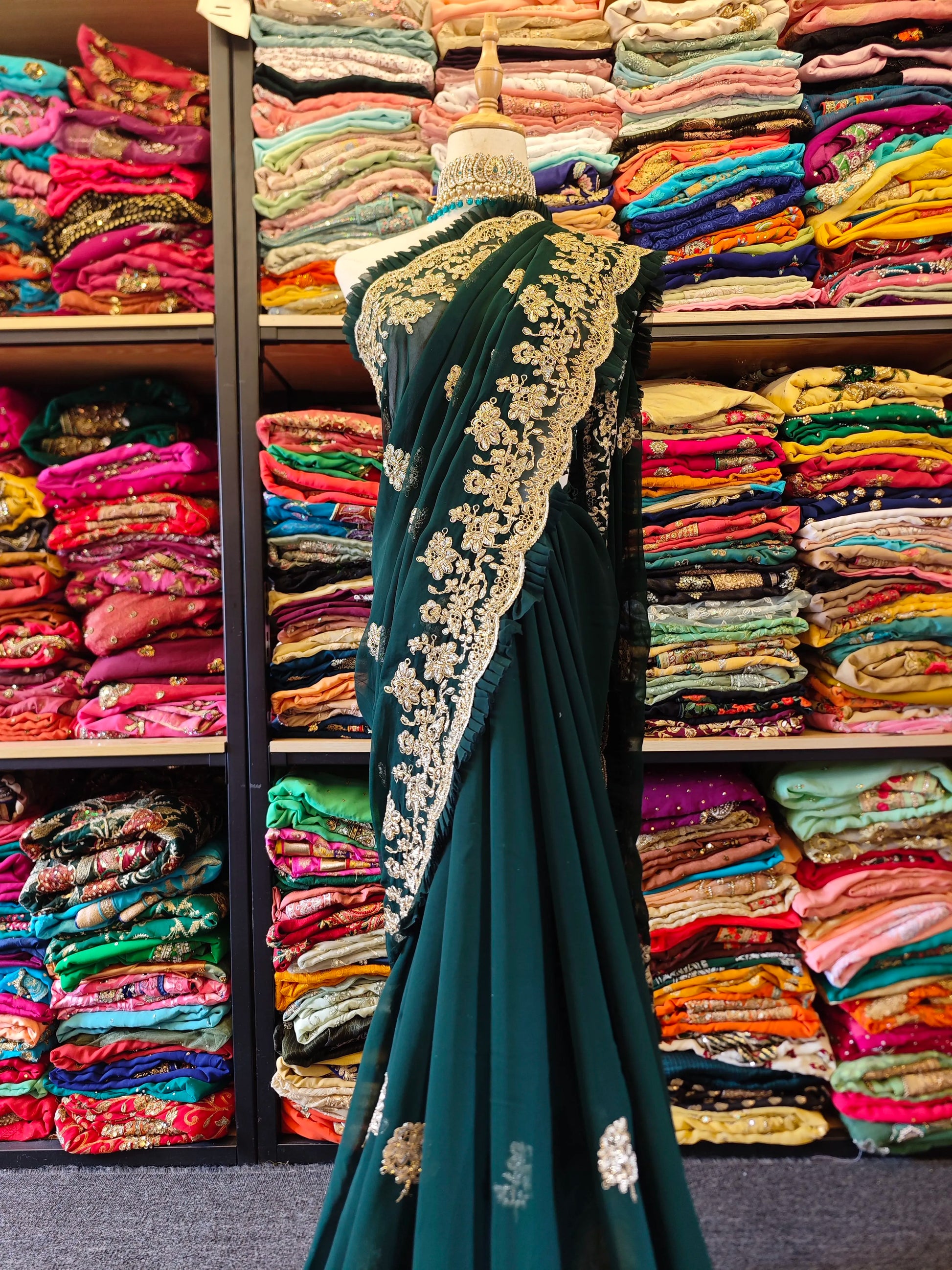 Indian Beaded Embroidered Sari