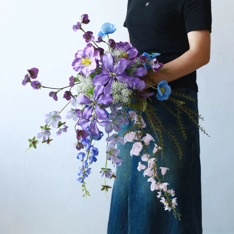 Artificial Wedding Bouquet Waterfall Handheld Flower Prop Decoration
