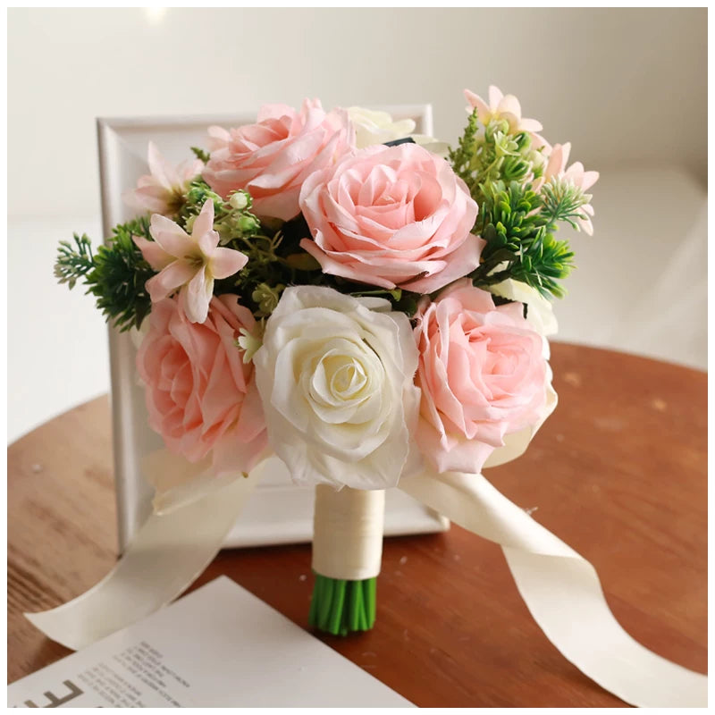 Artificial Wedding Bouquet Forest Style Transparent White Rose