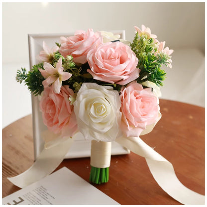 Artificial Wedding Bouquet Forest Style Transparent White Rose