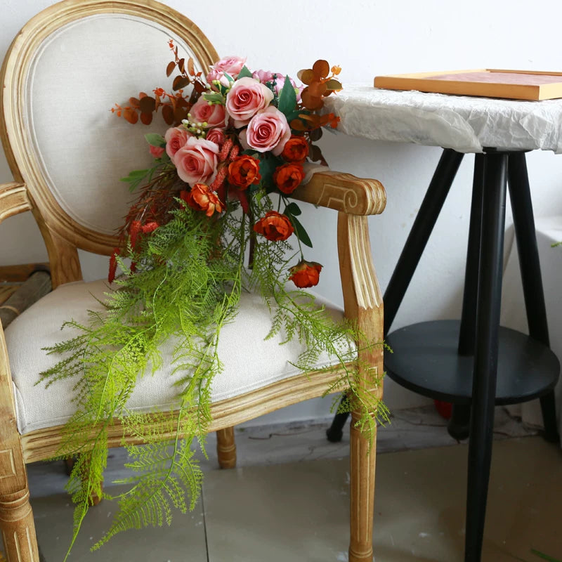 Artificial Wedding Bouquet Waterfall Handheld Flower Prop Decoration