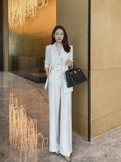 Apricot Gray Women's 3-Piece Suit Set – Jacket Vest Trousers