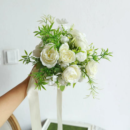 Artificial Wedding Bouquet Forest Style Transparent White Rose