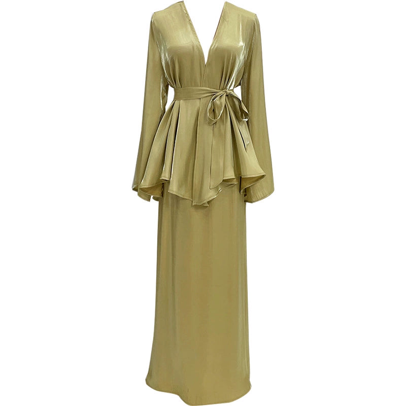 Elegant Colorful Fresh Set Dress with Matching Skirt