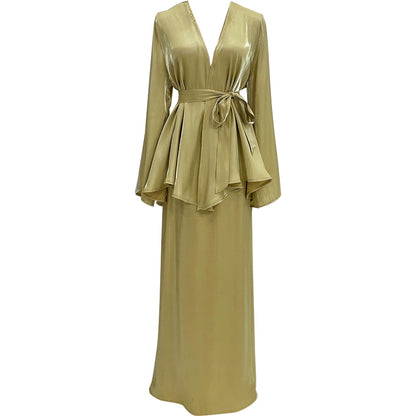 Elegant Colorful Fresh Set Dress with Matching Skirt
