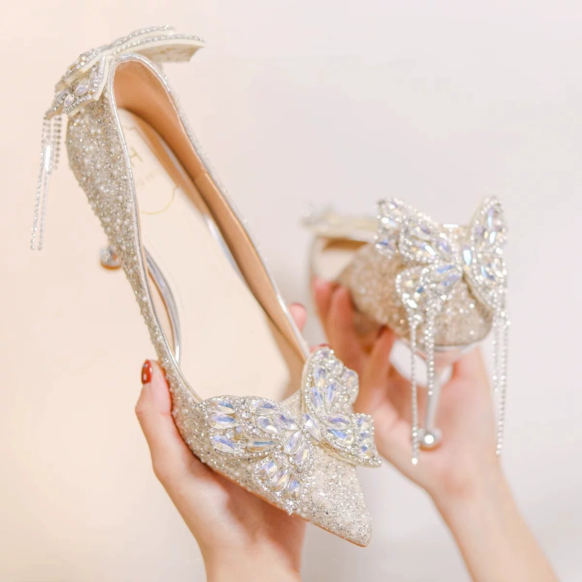Silver Crystal Bridal High Heel Shoes 2025 6cm/8cm