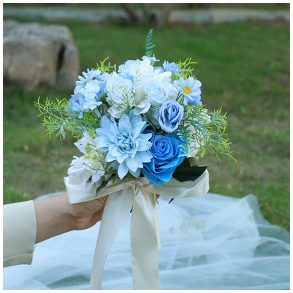 Artificial Wedding Bouquet Forest Style Transparent White Rose