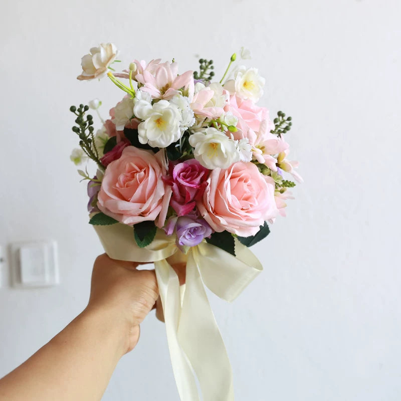 Artificial Wedding Bouquet Forest Style Transparent White Rose