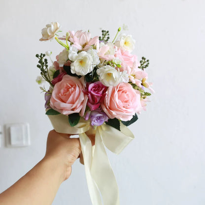 Artificial Wedding Bouquet Forest Style Transparent White Rose