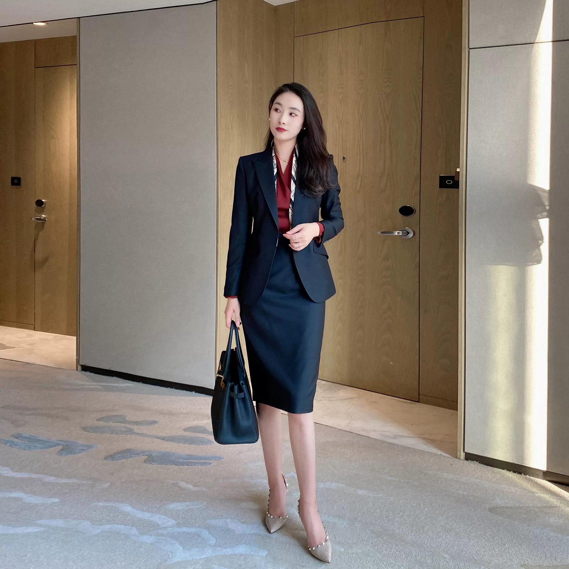 Spring Black Classic Women's Business Suit Set Premium Tailored Two‑Piece