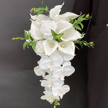 Elegant Silk Butterfly Orchid Bouquet Prop for Wedding Photography