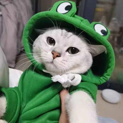 Cute Frog-Pattern Cat Sweater – Warm Winter Pet Clothing