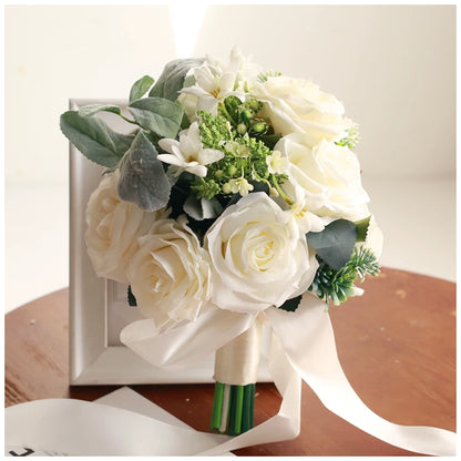 Artificial Wedding Bouquet Forest Style Transparent White Rose