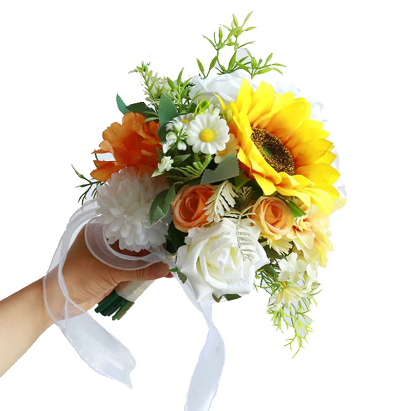 Artificial Wedding Bouquet Forest Style Transparent White Rose