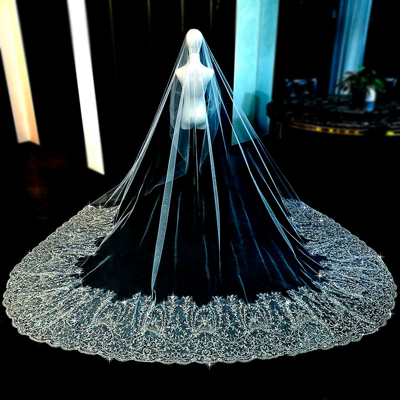 Bridal Wedding Veil Heavy Industry Bead Embroidery