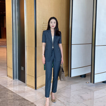 Elegant Dark Gray Slim Fit Suit Jacket with Matching Trousers