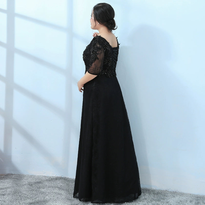 Elegant Black Velvet Evening Dress