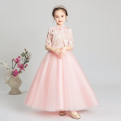 Elegant Girls' Cheongsam Princess Dress for Weddings and Formal Occasions