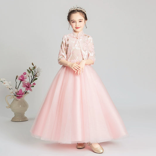 Elegant Girls' Cheongsam Princess Dress for Weddings and Formal Occasions