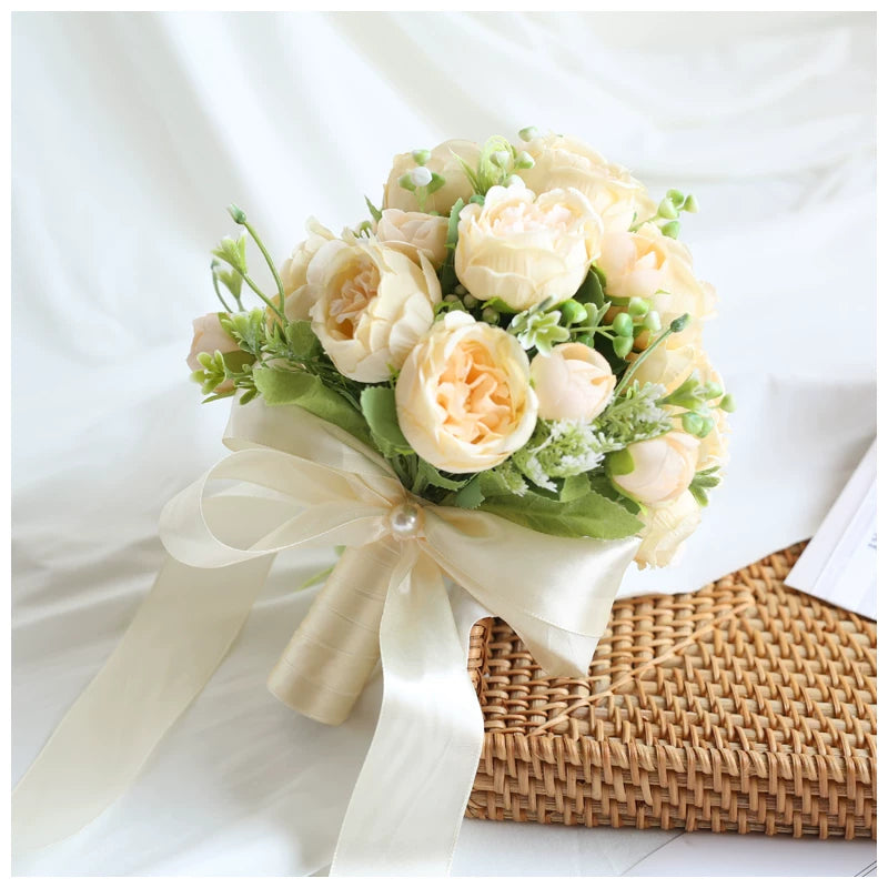 Artificial Wedding Bouquet Forest Style Transparent White Rose
