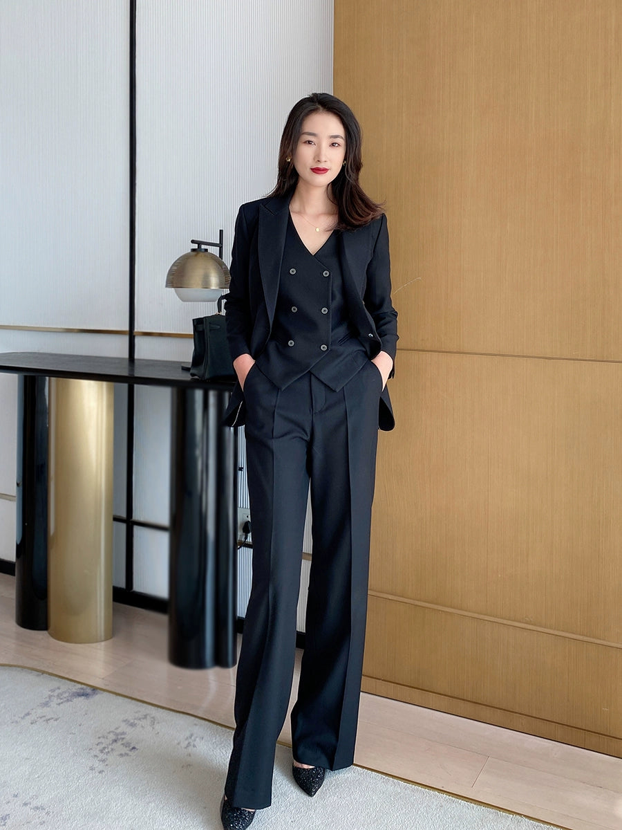 Classic Black 3-Piece Suit Set – Jacket, Vest & Trousers