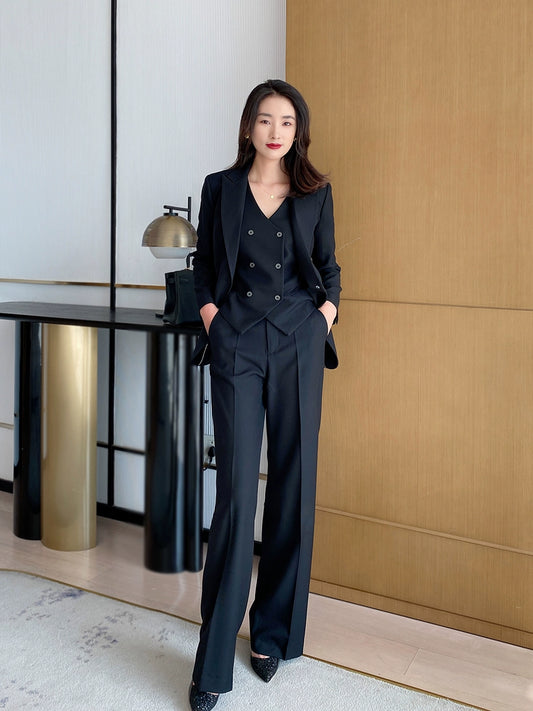 Classic Black 3-Piece Suit Set – Jacket, Vest & Trousers