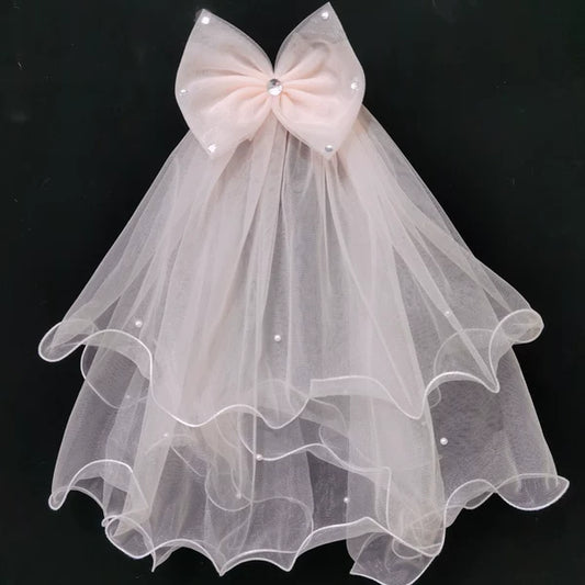 Fuchsia Bridal Veil Hair Accessory