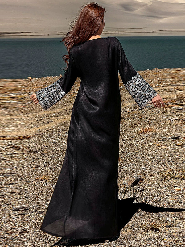 Elegant Boho V?Neck Maxi Dress with Embroidery Malaysia