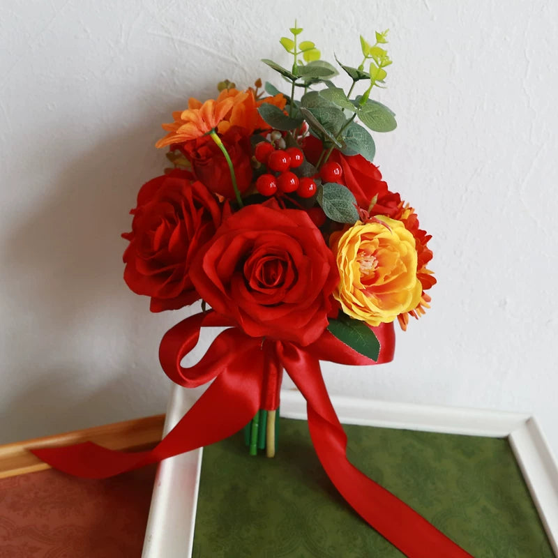 Artificial Wedding Bouquet Forest Style Transparent White Rose
