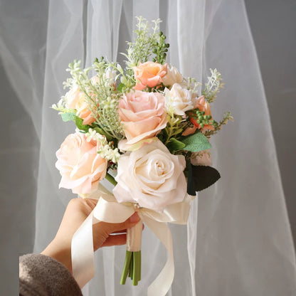 Artificial Wedding Bouquet Forest Style Transparent White Rose