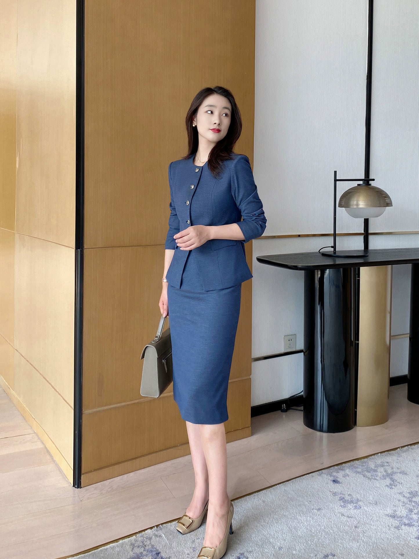 Autumn Fitted Classic Suit Jacket Brace Pleated Skirt Set Chanel Style