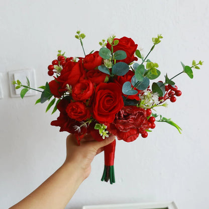 Artificial Wedding Bouquet Forest Style Transparent White Rose