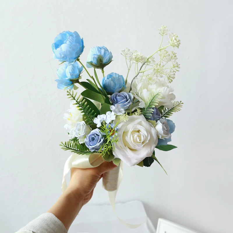 Artificial Wedding Bouquet Forest Style Transparent White Rose