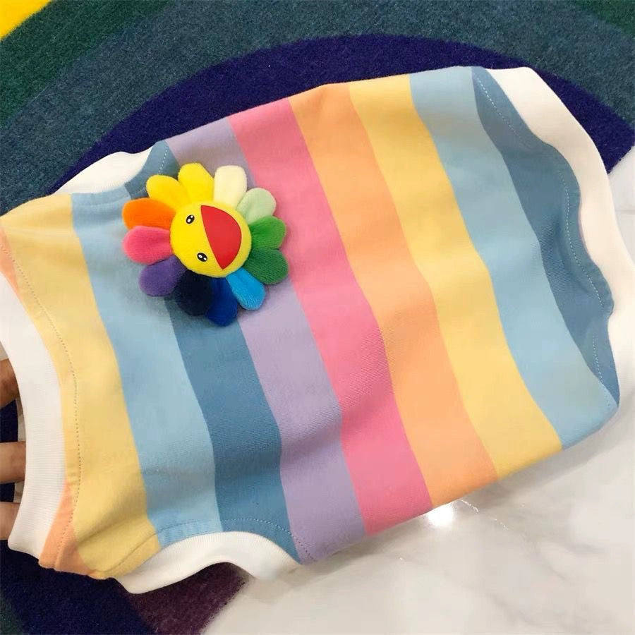 Rainbow Sunflower Summer Vest for Small Dogs French Bulldog
