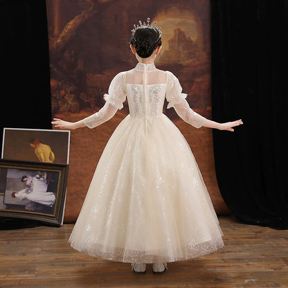 Elegant Long Sleeve Princess Wedding Dress for Girls' Performance