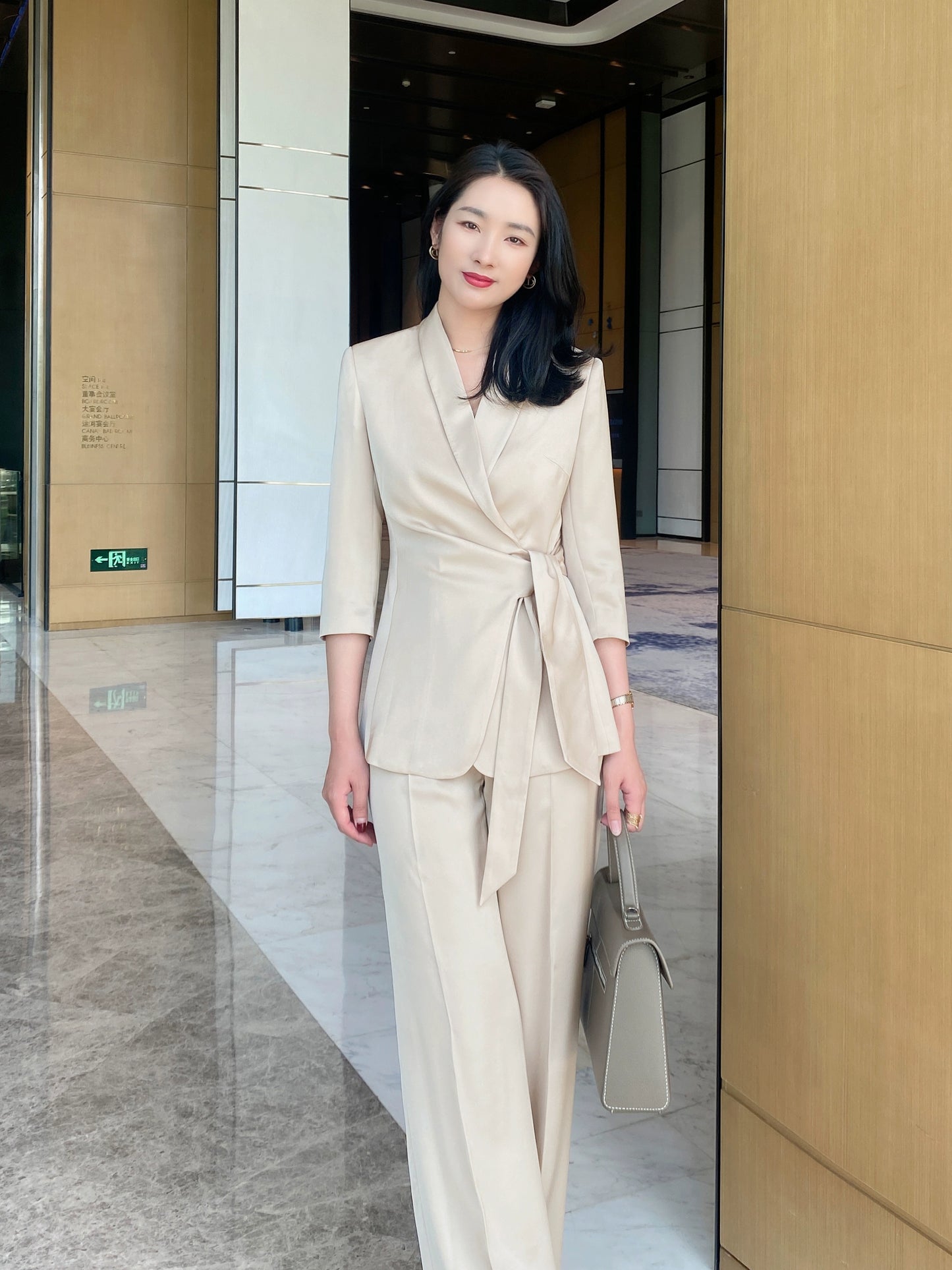 Champagne Color Women's Summer Elite Suit Jacket & Trousers