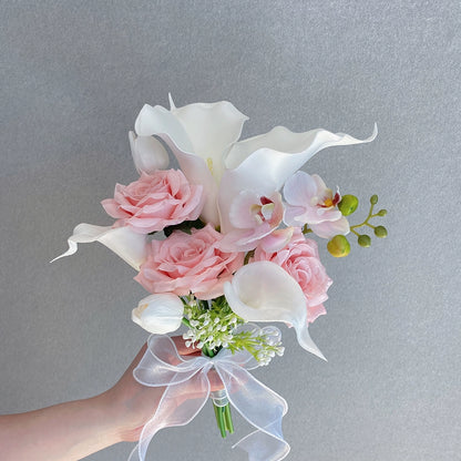 Elegant White Phalaenopsis Calla Lily Bouquet for Wedding Photos