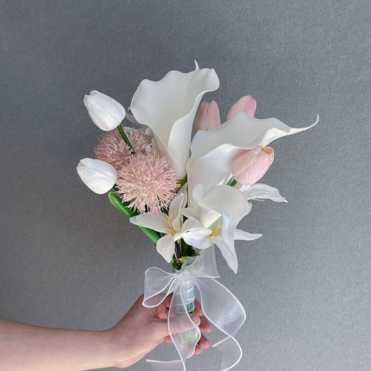 Elegant Phalaenopsis Tulip Hand‑held Silk Bouquet for Weddings & Graduations