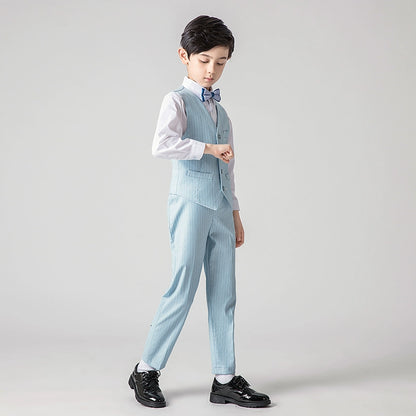 Boys' Elegant Vest Suit Set for Piano Performance & Autumn