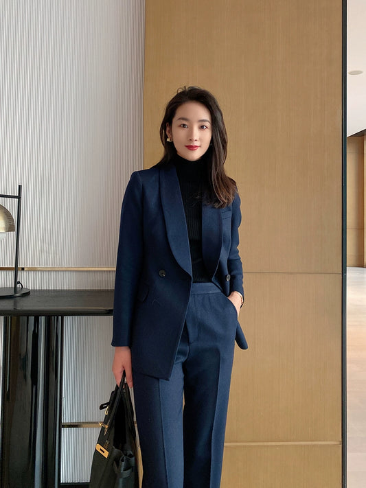 Women's Demi-Season Flared Trousers – Classic Office Suit Style