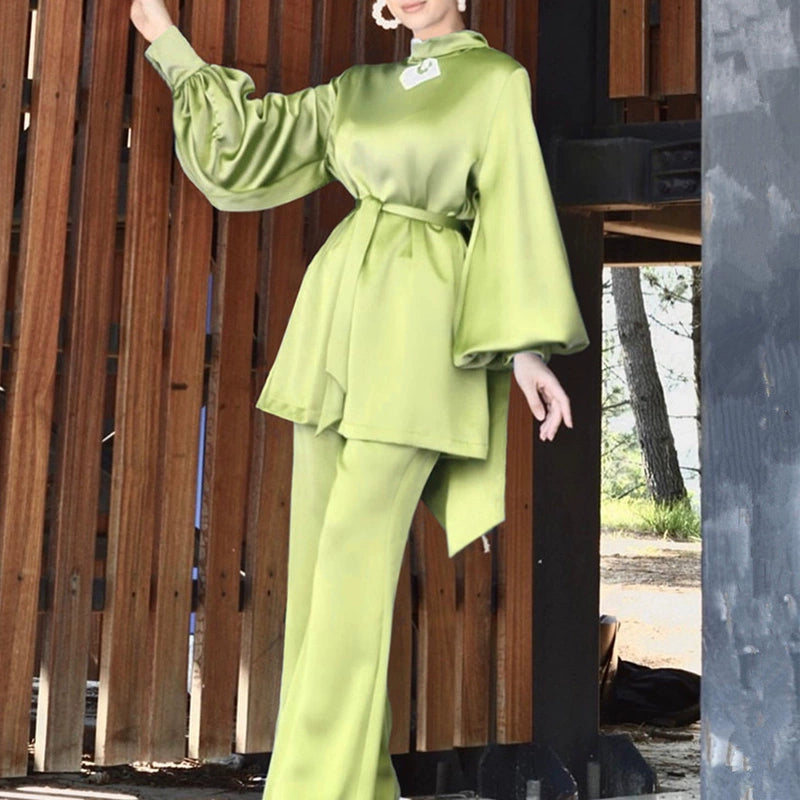 Elegant Arabic Dress Set with Belt Premium Fabric Malaysia Style