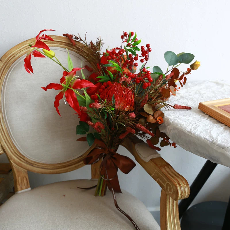 Artificial Wedding Bouquet Waterfall Handheld Flower Prop Decoration