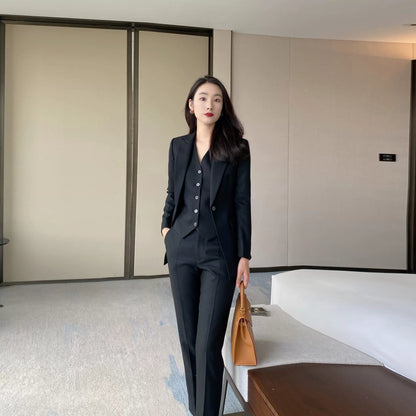 Black Slim Fit 3-Piece Winter Work Classic Suit