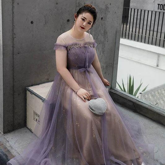 Purple Fitted Evening Dress