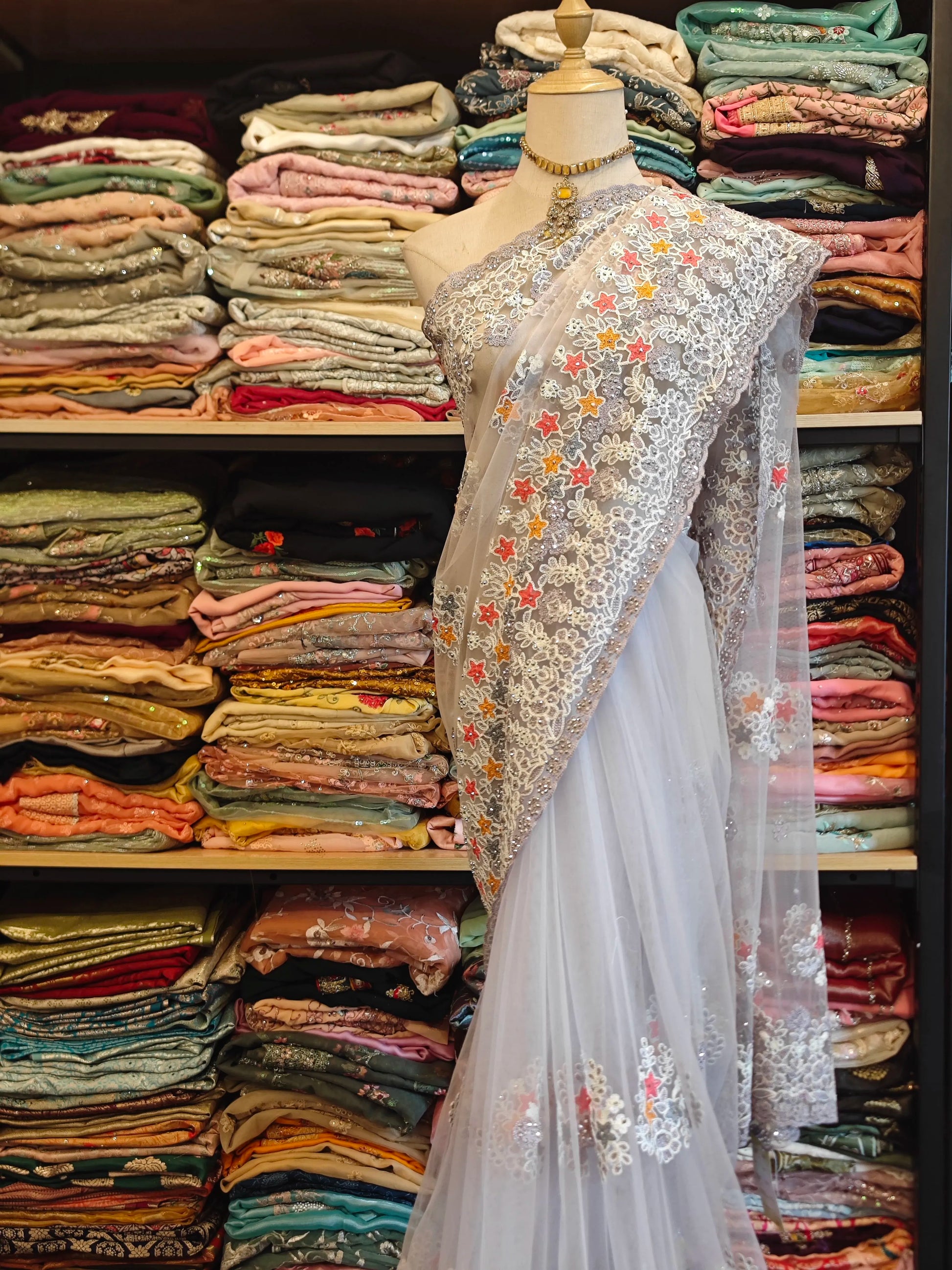 Handmade Indian Beaded Saree