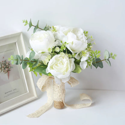 Artificial Wedding Bouquet Forest Style Transparent White Rose