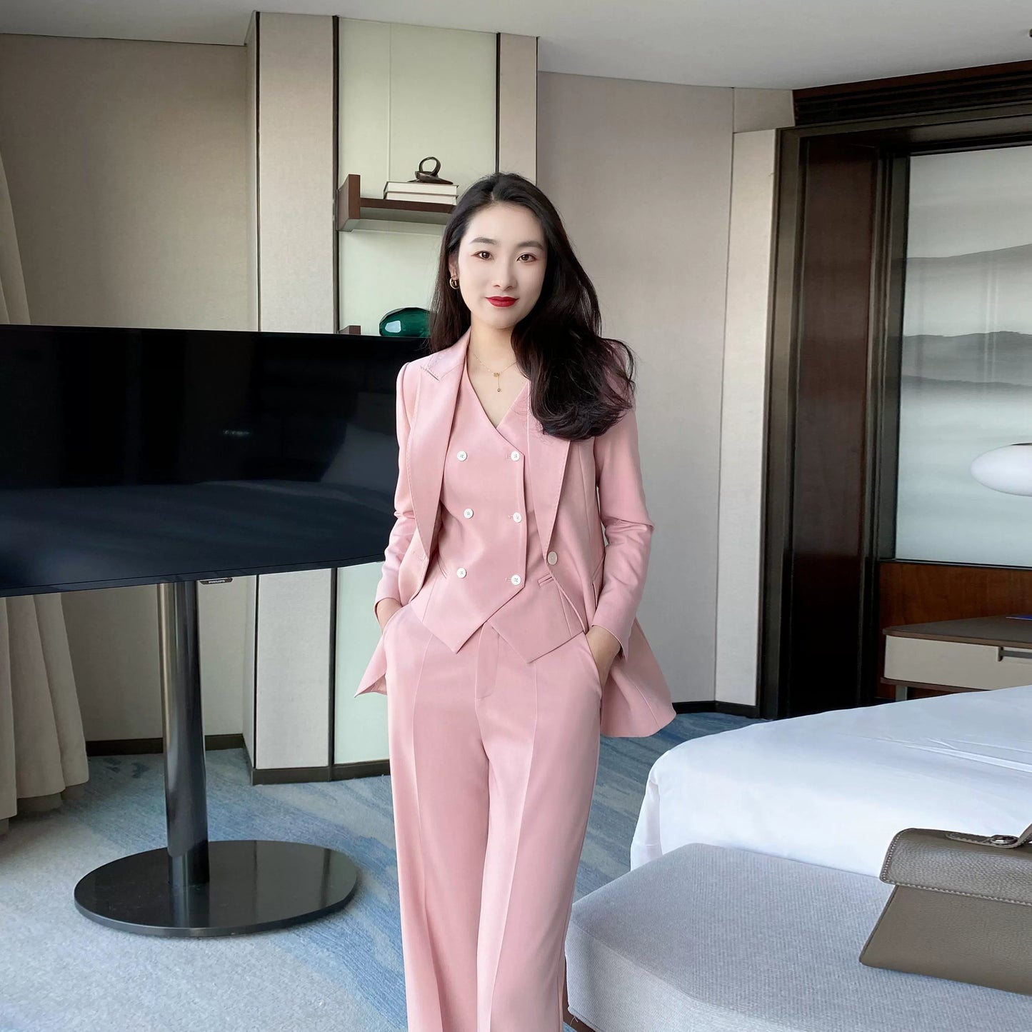 Spring Fuchsia Classic 3-Piece Suit Set – Jacket, Vest & Trousers