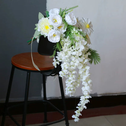 Artificial Wedding Bouquet Waterfall Handheld Flower Prop Decoration